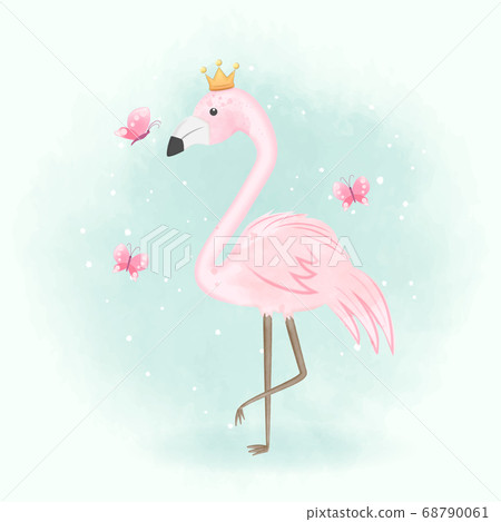 Flamingo and butterflies hand drawn illustration Flamingo and butterflies hand drawn illustration 68790061