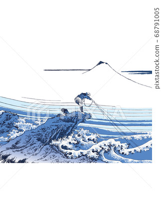 New Year's card Katsushika Hokusai Koshu Ishiharazawa vertical Fuji Naka white background 68791005