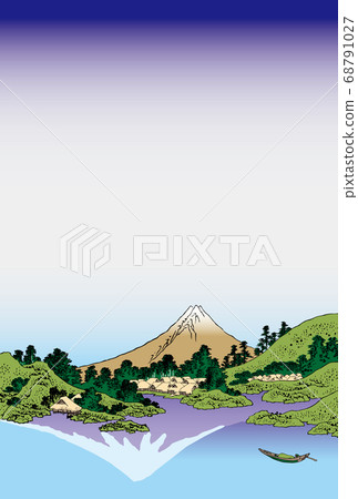 New Year's card Katsushika Hokusai Koshu Misaka water surface vertical Fujishita 68791027