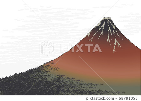 新年賀卡葛飾北齋開府透明白色背景 68791053