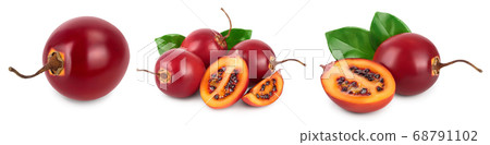 Fresh tamarillo fruit with leaves isolated on white background, Set or collection Fresh tamarillo fruit with leaves isolated on white background, Set or collection 68791102
