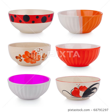 set of ceramic bowl isolated on white set of ceramic bowl isolated on white 68791297