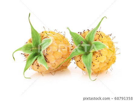 yellow raspberries isolated on white 68791358