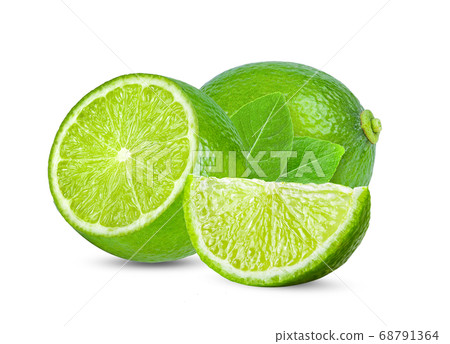 lime with leaf isolated on white lime with leaf isolated on white 68791364