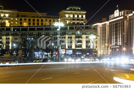 Building of The State Duma of the Federal Assembly of Russian Federation (at night). Moscow, Russia. The address of the building is Okhotny Ryad Street, 1/2 Building of The State Duma of the Federal Assembly of Russian Federation (at night). Moscow, Russia. The address of the building is Okhotny Ryad Street, 1/2 68791963