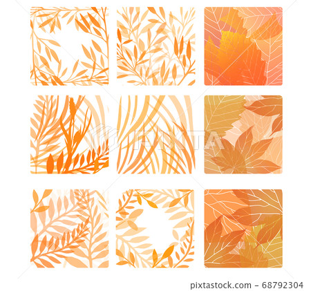 Set of square shapes with autumn leaves and herbs. 68792304