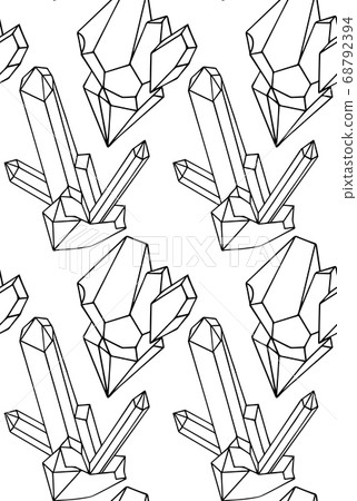 Black and white texture of outline illustration natural crystals. Vector background 68792394