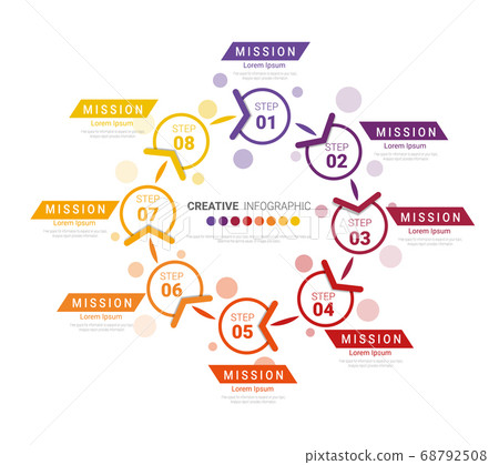 Template for cycle diagram, graph, presentation and round chart. Business concept with 8 equal options, parts, steps or processes. Startup layout for your project. 68792508