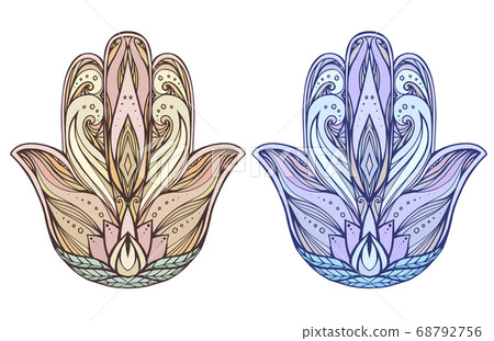 Set of colored Hamsa. Buddha Hands. Vector element 68792756
