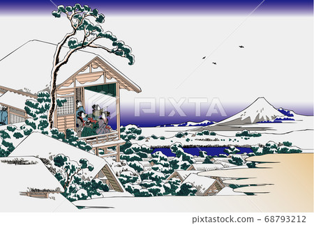 新年賀卡葛飾北齋伊勢木川幸南 68793212