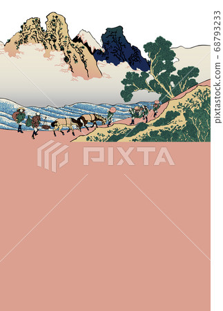 New Year's card Katsushika Hokusai Vertical Minobu Ura Fuji vertical Fuji white background New Year's card Katsushika Hokusai Vertical Minobu Ura Fuji vertical Fuji white background 68793233