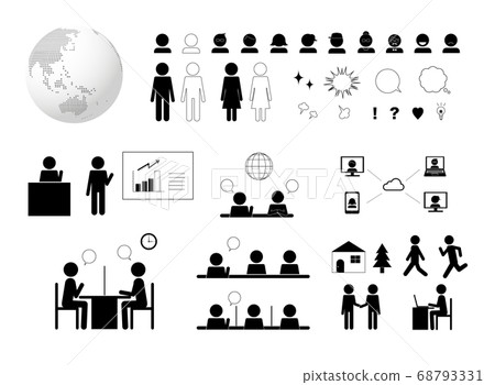 A set of pictograms that can be used in business A set of pictograms that can be used in business 68793331