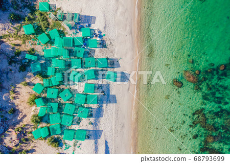 Lots of marine farms in a blue sea water. Sea farming concept Lots of marine farms in a blue sea water. Sea farming concept 68793699
