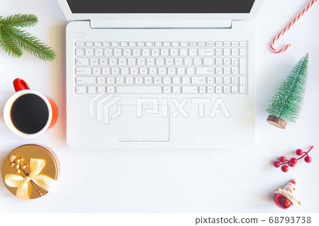 White Christmas, desk office with laptop, White Christmas, desk office with laptop, 68793738