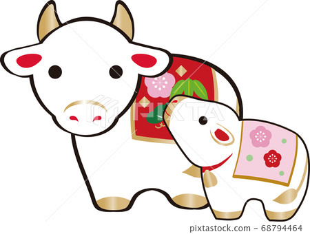 Illustration material for New Year's cards 2021 oxen year bell belly Illustration material for New Year's cards 2021 oxen year bell belly 68794464