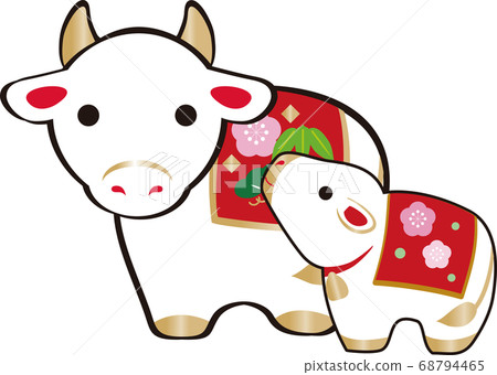 Illustration material for New Year's cards 2021 oxen year bell belly Illustration material for New Year's cards 2021 oxen year bell belly 68794465