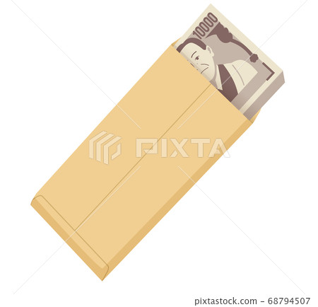 Illustration of a 10,000-yen bill wad in an envelope 68794507