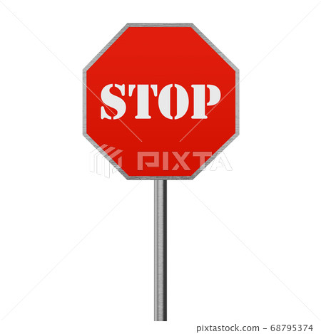Coronavirus Stop Road Sign. Social Distancing 3D Render Coronavirus Stop Road Sign. Social Distancing 3D Render 68795374