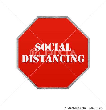Coronavirus Stop Road Sign. Social Distancing 3D Render Coronavirus Stop Road Sign. Social Distancing 3D Render 68795376