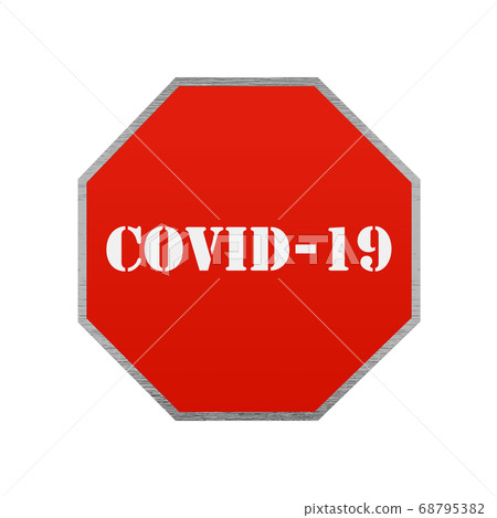 Coronavirus Stop Road Sign. Covid-19 Warning 3D Render 68795382