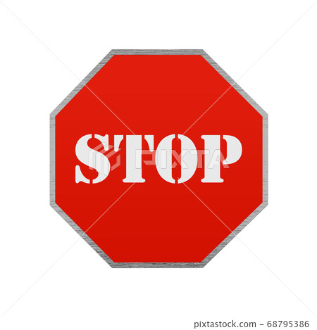 Coronavirus Stop Road Sign. Covid-19 Warning 3D Render 68795386