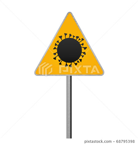Coronavirus Road Sign. Covid-19 Warning 3D Render 68795398