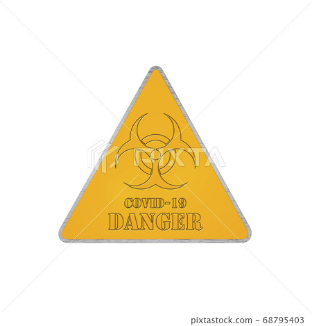 Coronavirus Biohazard Danger Road Sign. Covid-19 Warning 3D Render 68795403