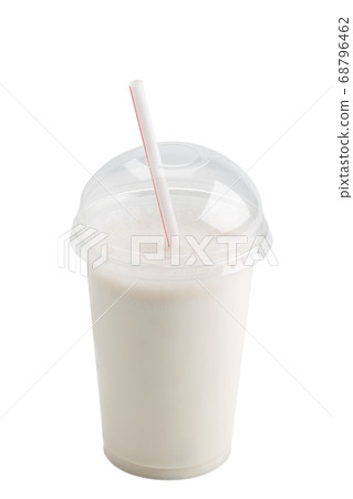 Vanilla milkshake in plastic glass Vanilla milkshake in plastic glass 68796462