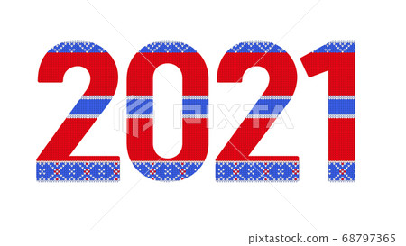 2021 knitted Cristmas and New Year card and banner. 68797365