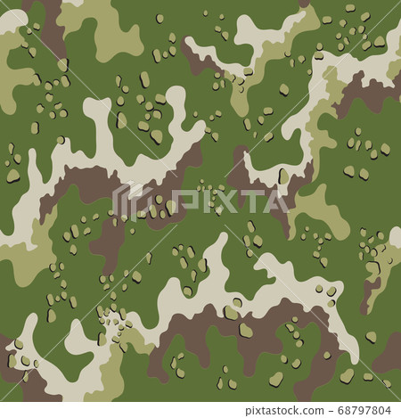 Fashionable camouflage pattern, military green print, seamless illustration 68797804