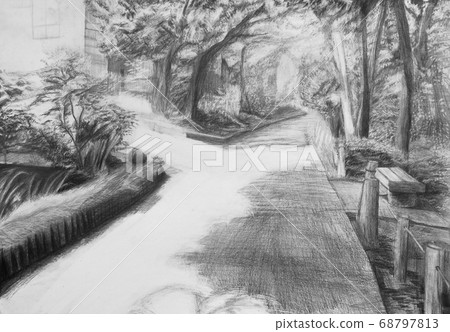 Landscape painting with pencil Landscape painting with pencil 68797813
