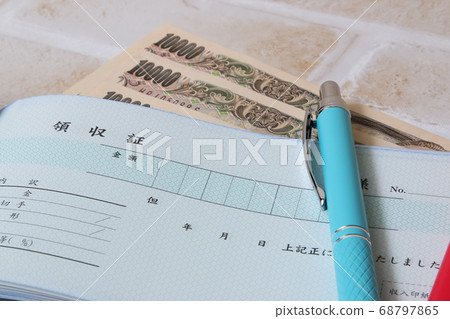 收據，現金，鈔票，日元，賬單，計算器，計算器，圓珠筆，筆，會計，文具，商務，文具，會計 68797865