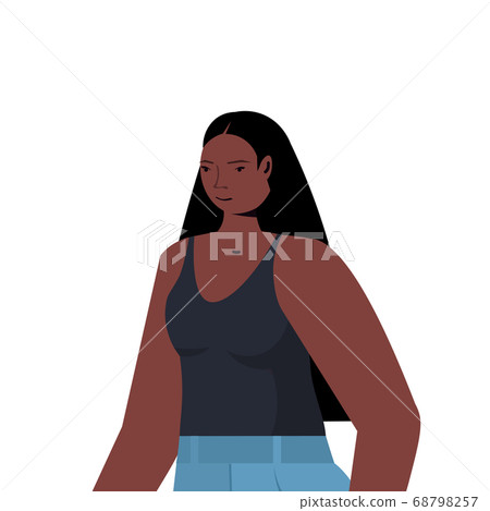 young woman in casual trendy clothes african american female cartoon character portrait young woman in casual trendy clothes african american female cartoon character portrait 68798257