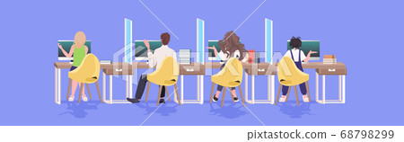 businesspeople keeping distance to prevent coronavirus epidemic covid-19 protection measures businesspeople keeping distance to prevent coronavirus epidemic covid-19 protection measures 68798299