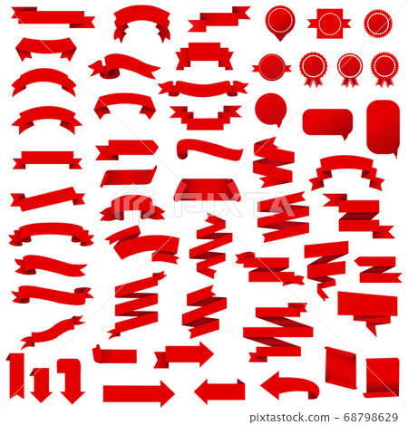 Red Ribbon Set Isolated White Background - Stock Illustration [68798629 ...