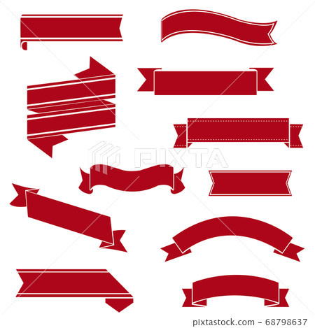 Retro Red Ribbon Set Isolated White Background 68798637