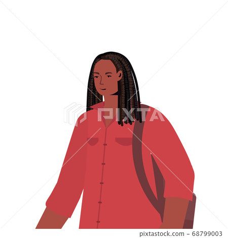 young woman in casual trendy clothes african... - Stock Illustration ...