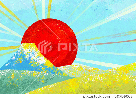 Background material Mt. Fuji and sunrise postcard size Background material Mt. Fuji and sunrise postcard size 68799065