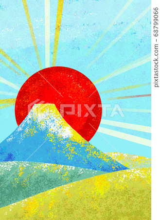 Background material Mt. Fuji and sunrise postcard size Background material Mt. Fuji and sunrise postcard size 68799066