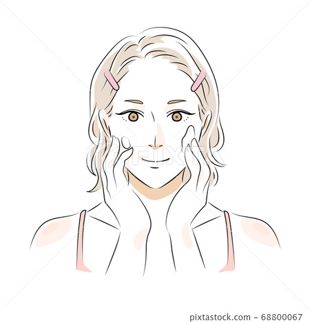 Woman applying cream makeup illustration 68800067
