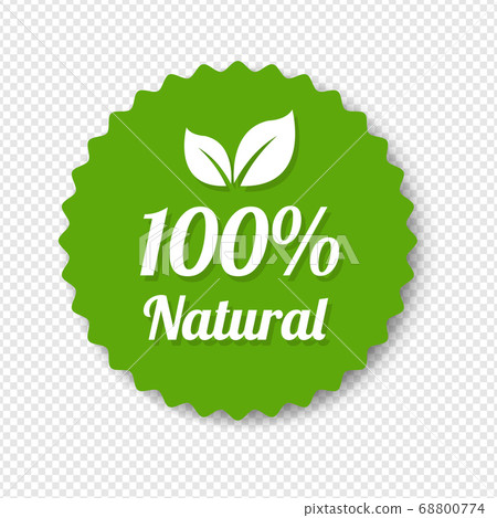 Natural Green Label With Leaves Transparent... - Stock Illustration ...
