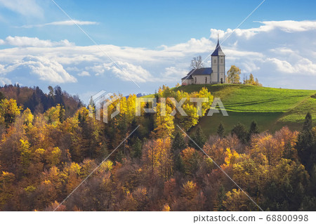 Church on top of the hill in Slovenia. autumn Church on top of the hill in Slovenia. autumn 68800998