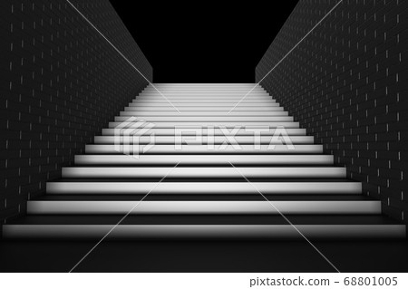 Black long staircase in underground passage upward 68801005