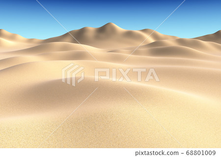 Smooth sand dunes and hills under blue sky.-插圖素材 [68801009] - PIXTA圖庫