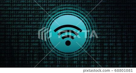 wifi digital banner with binary code background 68801081