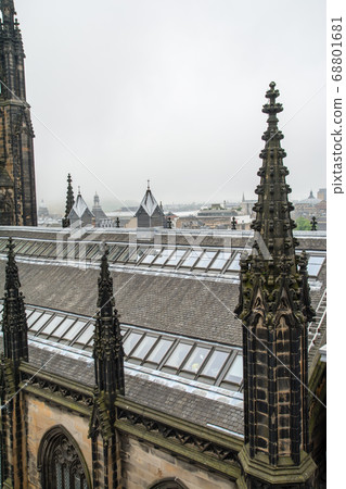 Edinburgh cityscape historic large church and stone buildings Edinburgh cityscape historic large church and stone buildings 68801681
