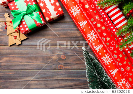 Top view of Christmas background made of fir tree, Top view of Christmas background made of fir tree, 68802038