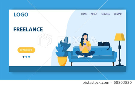 Freelance work landing page template. 68803820