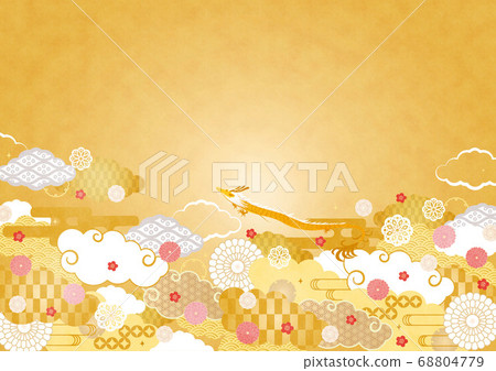 背景素材-日本雲紋和龍2技術 68804779