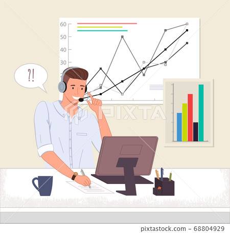 Man operator business support call center ot... - Stock Illustration ...